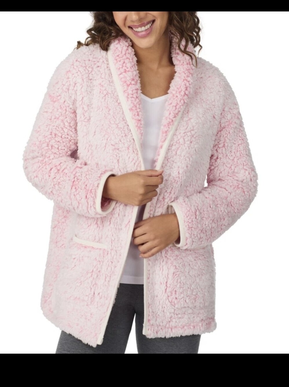 CUDDL DUDS Snuggle Up Sherpa Cardi M Plush Womwmens Robe Bed Jacket
